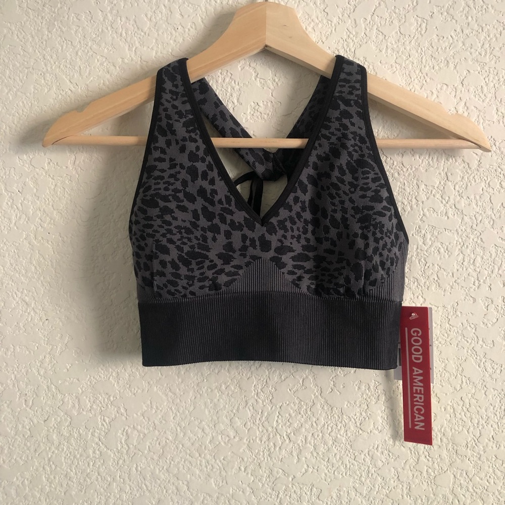 Good American Painted Cheetah Strappy Sports Bra